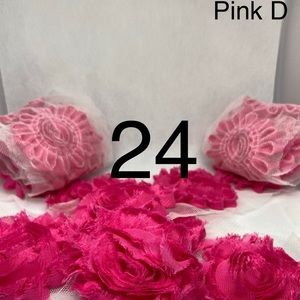 24 Pink shabby flowers headbands diy NEW LOT
